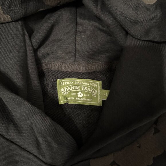 Denim Tears The Cotton Wreath Black Monochrome Hoodie Men’s Size S M or L - Picture 2 of 3